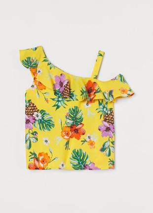 Яркая желтая блуза на одно плечо h&amp;m 10-11 лет