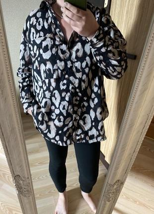 Шикарная свободная рубашка / блуза лён оверсайз h&m 52-56 р