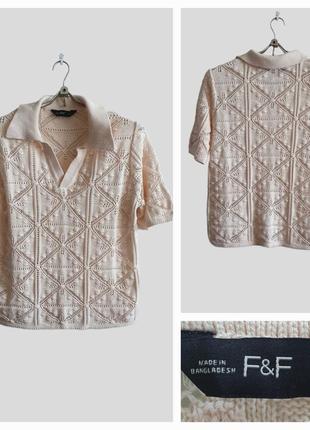 Женская ажурная, хлопковая футболка поло f&f