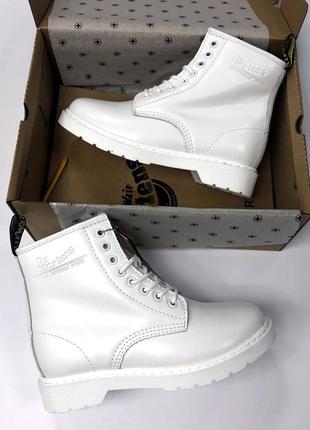 Зима🤩dr martens 1460 white🤩жіночі шкіряні зимові черевики/чоботи мартінс з хутром, білі