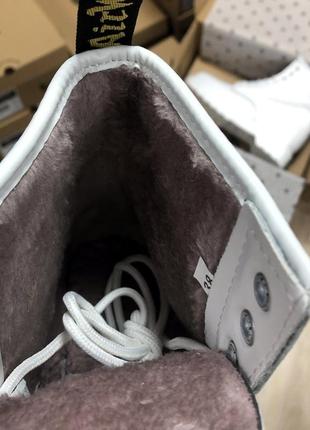 Зима🤩dr martens 1460 white🤩женские кожаные зимние ботинки/сапоги мартинс с мехом, белые3 фото