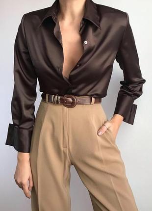 Блуза  под шелк шоколад6 фото