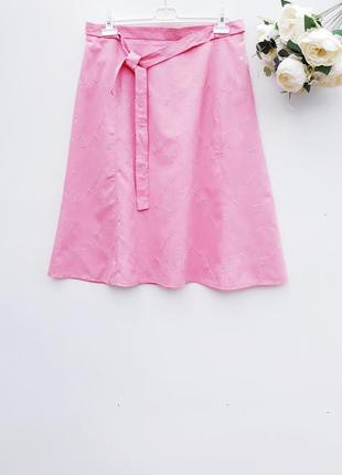 Нежно розовая юбка миди юбка вишивка юбка на резинке большой размер