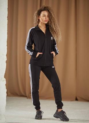 Женский спортивный костюм adidas черный лето / демисезон кофта штаны адидас xs-3xl