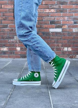 Кроссовки кеды converse hight x chuck taylor platform «green’ кроссовки»5 фото