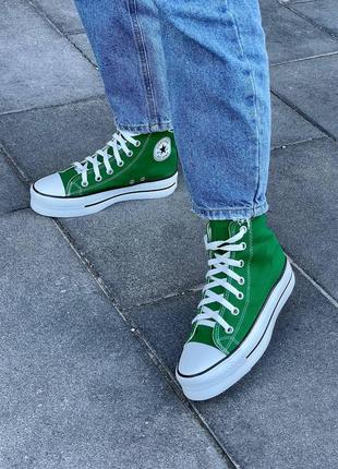 Кросівки кеди converse hight x chuck taylor platform ‘green’ кроссовки1 фото