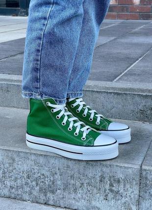 Кроссовки кеды converse hight x chuck taylor platform «green’ кроссовки»6 фото