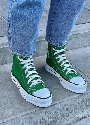 Кроссовки кеды converse hight x chuck taylor platform «green’ кроссовки»10 фото