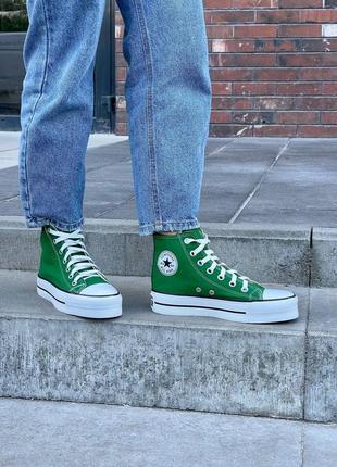 Кроссовки кеды converse hight x chuck taylor platform «green’ кроссовки»9 фото