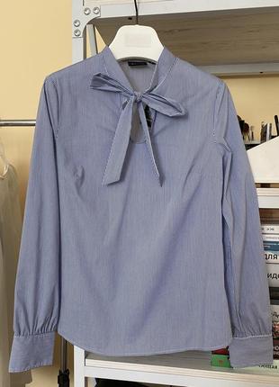 Сорочка рубашка базова в полоску з бантом натуральна тканина only1 фото