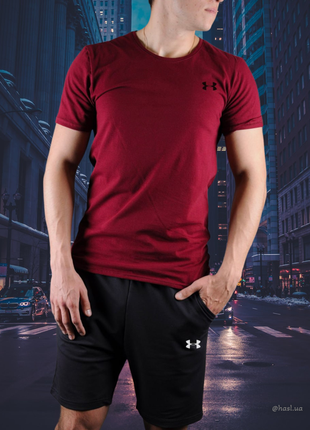 Мужская качественная базовая футболка на лето летняя белая серая черная синяя бордо красная under armour андер армор5 фото