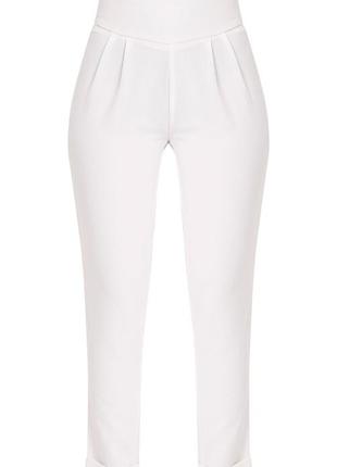 Белые брюки, высокая талия4 фото