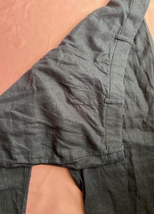 Лляні з віскозою шині штани бриджі сині2 фото