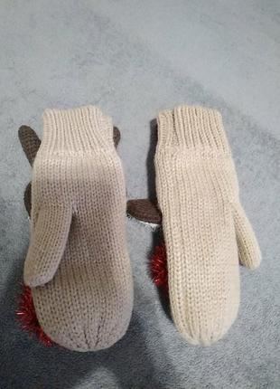 Новорічні рукавиці олені2 фото