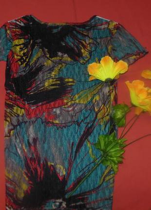 Женская футболка гранж(без подрубки) с абстрактным принтом и кружевной спинкой3 фото