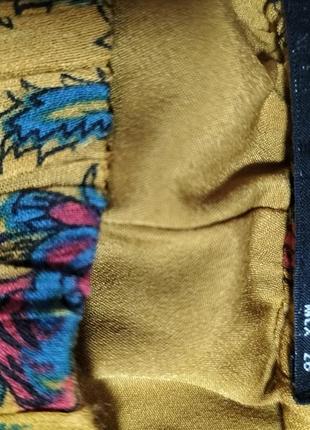Легкие короткие мачты zara вискоза, подкладка, цветочный арнамент5 фото