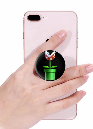 Попсокет (popsockets) тримач для смартфона квітка-піранья (8754-4024-wt)