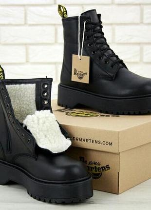 Натуральна шкіра! черевики dr. martens jadon black mono зимові черевики на хутрі!