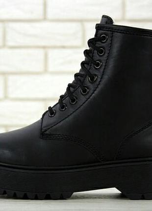 Натуральная кожа! черевики dr. martens jadon black mono ботинки зимние на меху!4 фото