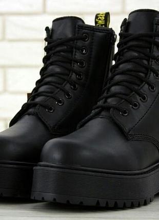 Натуральная кожа! черевики dr. martens jadon black mono ботинки зимние на меху!5 фото