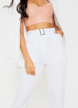 Белые летние брюки брюки брючины с поясом2 фото