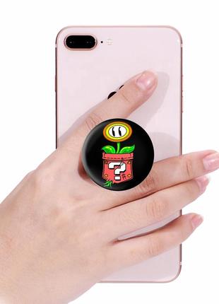 Попсокет (popsockets) тримач для смартфона квітка, маріо (8754-4021-wt)