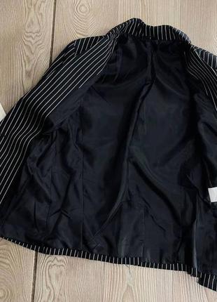 Шикарный черный пиджак жакет в полоску4 фото