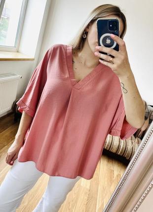 Нова бежева-пудрова блуза великого розміру, матеріал по типу жатки2 фото