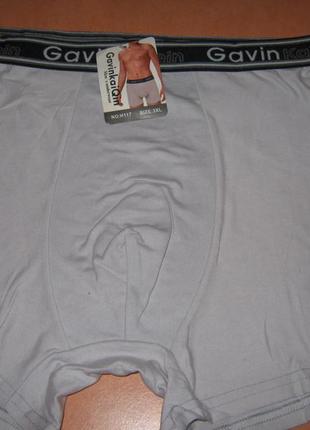 Боксери чоловічі gavinkainqin, розмір 3xl (50-52) світло-сірі, бамбук, щільна гумка з написом