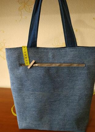 Шоппер. джинсова сумка шопер на магніті ручної роботи в єдиному екземплярі.7 фото