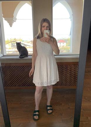 Трикотажный сарафан из кружева мягкого молочного размера s