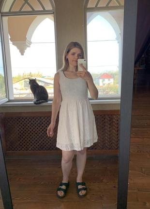 Трикотажный сарафан из кружева мягкого молочного размера s
