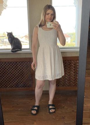 Трикотажный сарафан из кружева мягкого молочного размера s