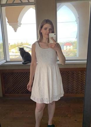 Трикотажный сарафан из кружева мягкого молочного размера s