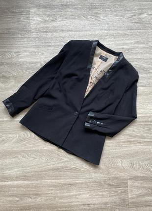 Стильный пиджак жакет с вставками из кожи oogji