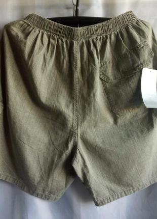 Мужские летние шорты короткие, большой размер батал, 5 карманов 
,пояс резинка, 
цвет оливковый.2 фото