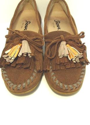 Женские коричневые замшевые туфли-макосины sioux р.373 фото