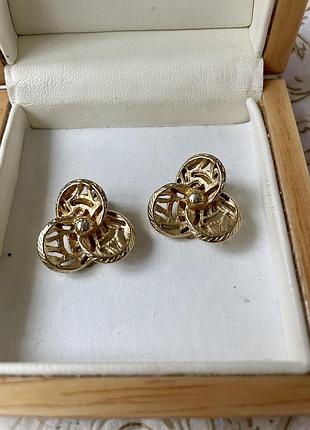 Винтажные серьги клипсы трилистник американский винтаж