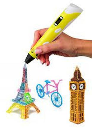 3d ручка smart 3d pen 2 c lcd дисплеєм. колір жовтий4 фото