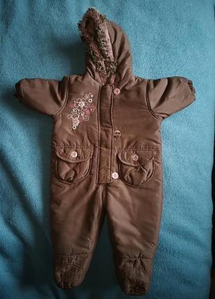 Коричнево-розовый комбинезон
