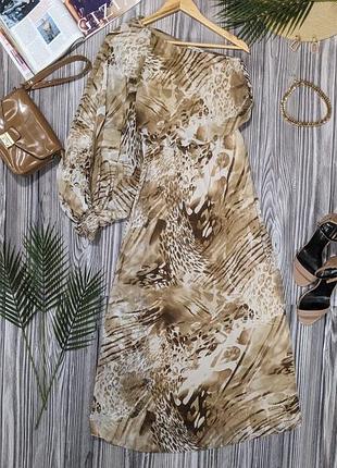 Обалденное длинное шифоновое платье с одним рукааом river island #581