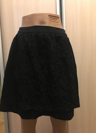 Черная юбка с кружевом1 фото