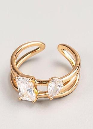 Каблучка xuping колір металу "золото" білий камінь р-р 16,18