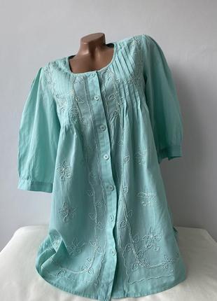 Блуза длинная туника с вышивкой натуральная из хлопка блузка туника хлопковая с вышивкой 💚daxon💚