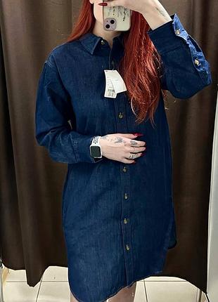 Женское джинсовое платье-рубашка uniqlo 5