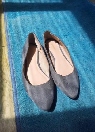 Дуже гарні сірі замшеві туфлі балетки черевики сліпони лофери 23см2 фото
