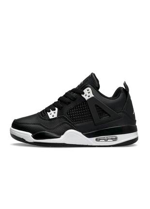 Женские кроссовки nike air jordan 4 retro all black white