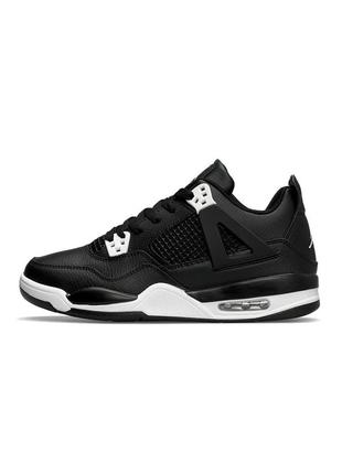 Мужские кроссовки nike air jordan 4 retro all black white