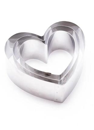 Набор металлических форм для десертов, пирожных теста (выкладки/вырубки) в форме сердец3 фото