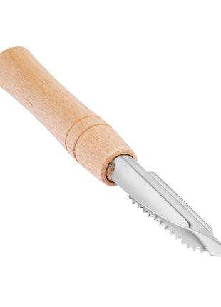 Нож экономка для чистки овощей с деревянной ручкой 18.5 см
